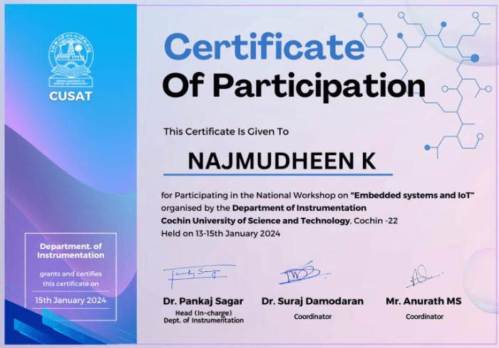 Workshop on embedded system and iot